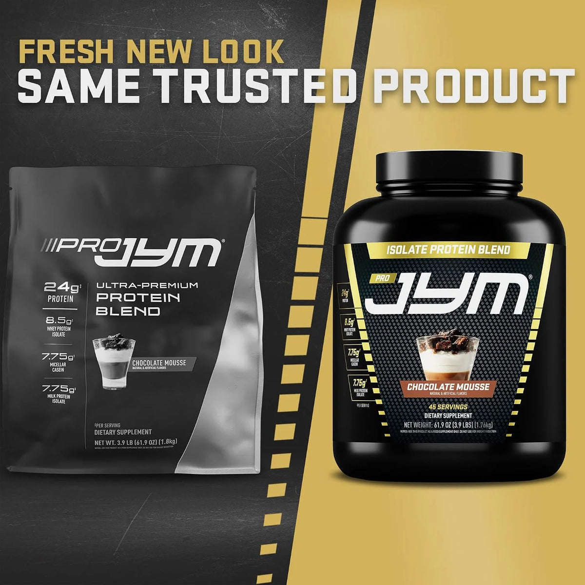 JYM Chocolate Mousse Whey & Casein Protein Powder - 3.9 lb, 45 Servings