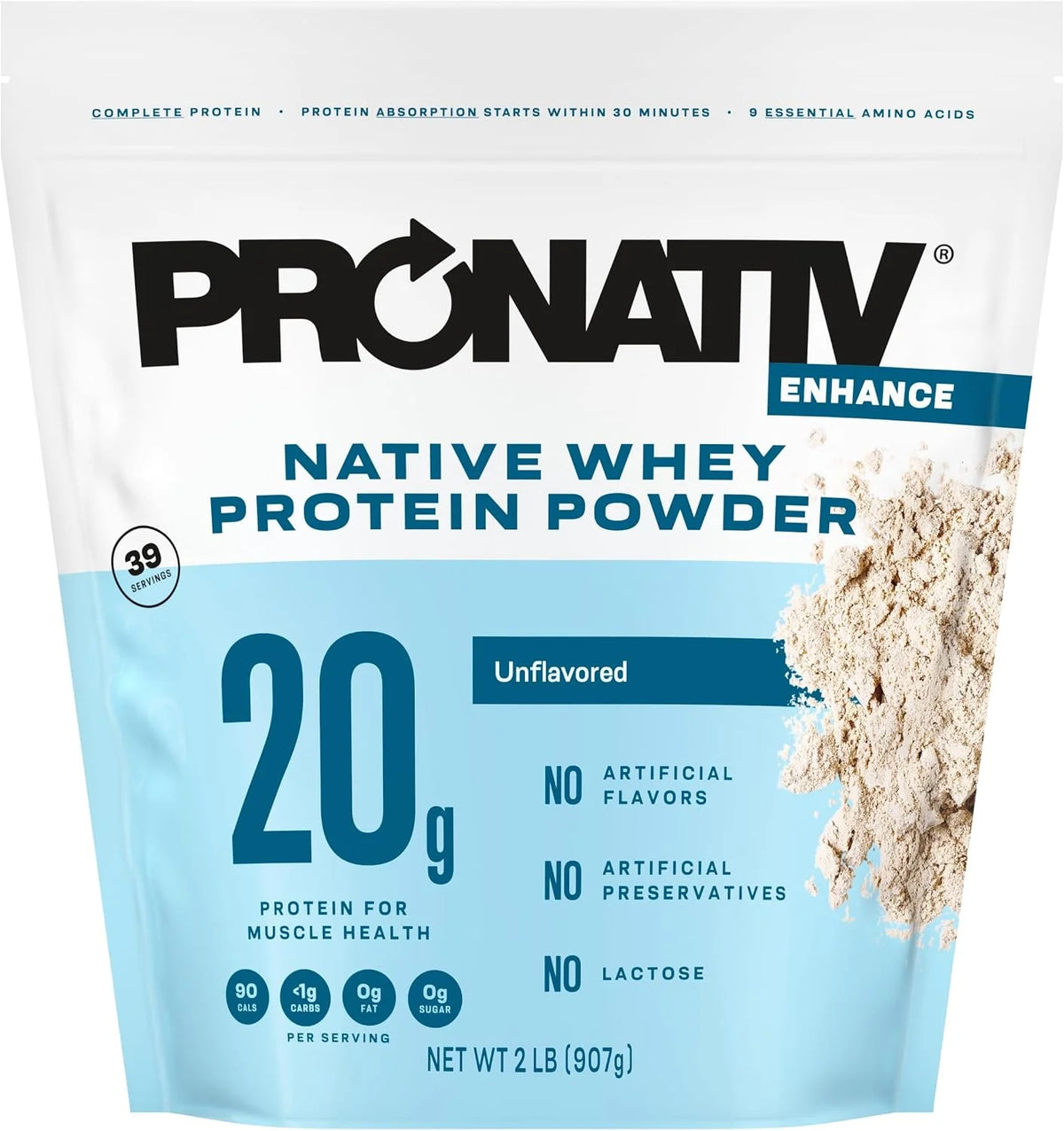 100% Whey Native Protein Powder, Silky Strawberry, 2 lb, Made from Farm Fresh Milk, No Artificial Flavors or Preservatives, for Muscle Health and Recovery, Lactose Free