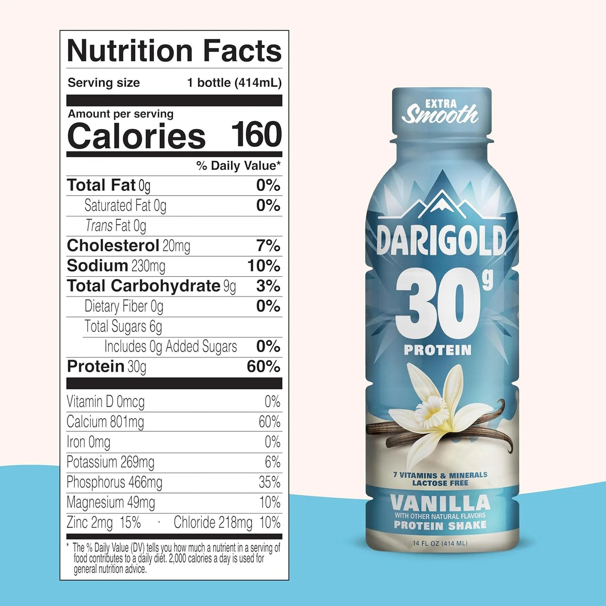 Darigold Vanilla Protein Shake, 30g per Serving Protein Drink (14oz 12ct)