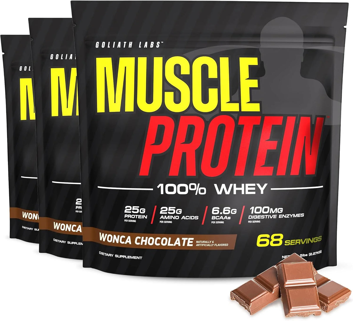 100% Muscle Whey Protein Powder Flavored, 10 lbs (pack of 2), Vanilla