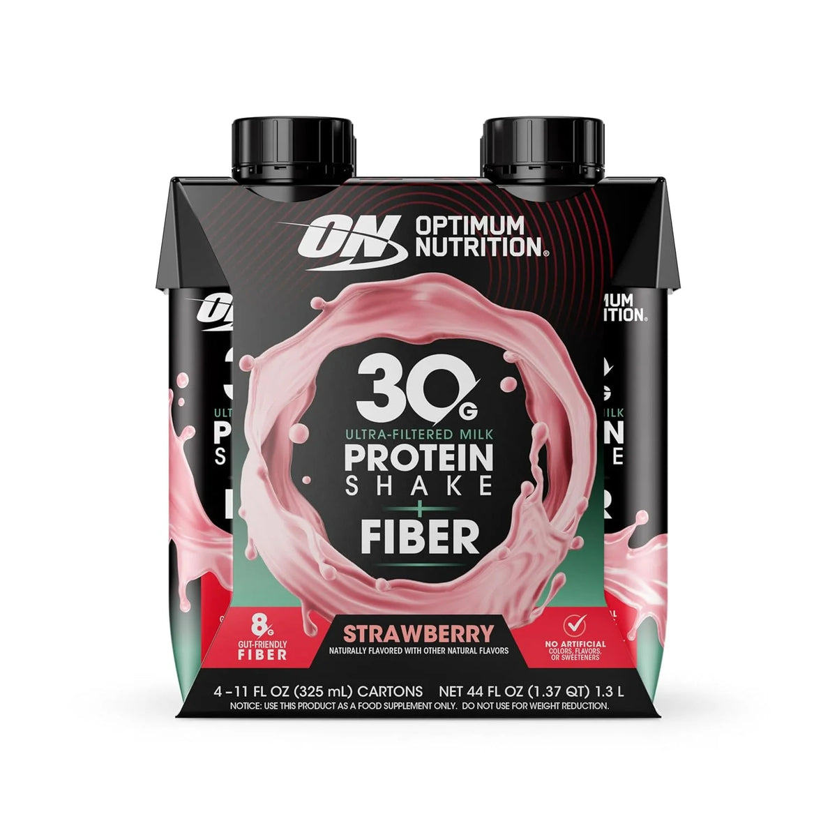 Optimum Nutrition Ultra-Filtered Milk Protein Shake, Strawberry, 11oz, 4ct