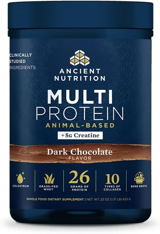 Ancient Nutrition Multi Protein + Creatine, Bone Broth, Whey, Dark Choc