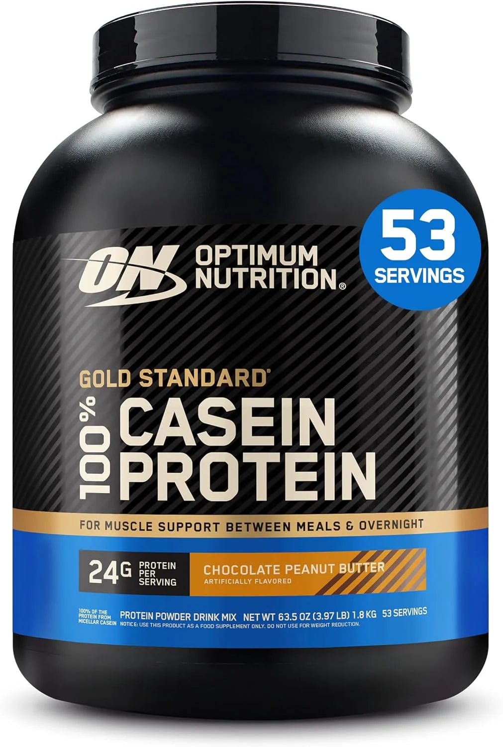 Optimum Nutrition Gold Standard Casein Protein Powder, Peanut Butter, 4 LB