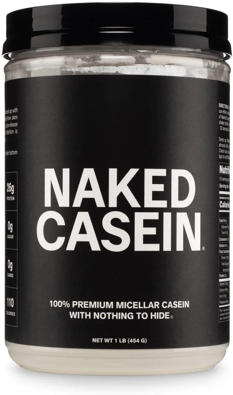NAKED Casein - 1Lb Micellar Casein Protein - Bulk, Zero Carb, NSF Certified, GMO-Free, Gluten Free, Soy Free, Preservative Free - Stimulate Muscle Growth - Enhance Recovery - 15 Servings
