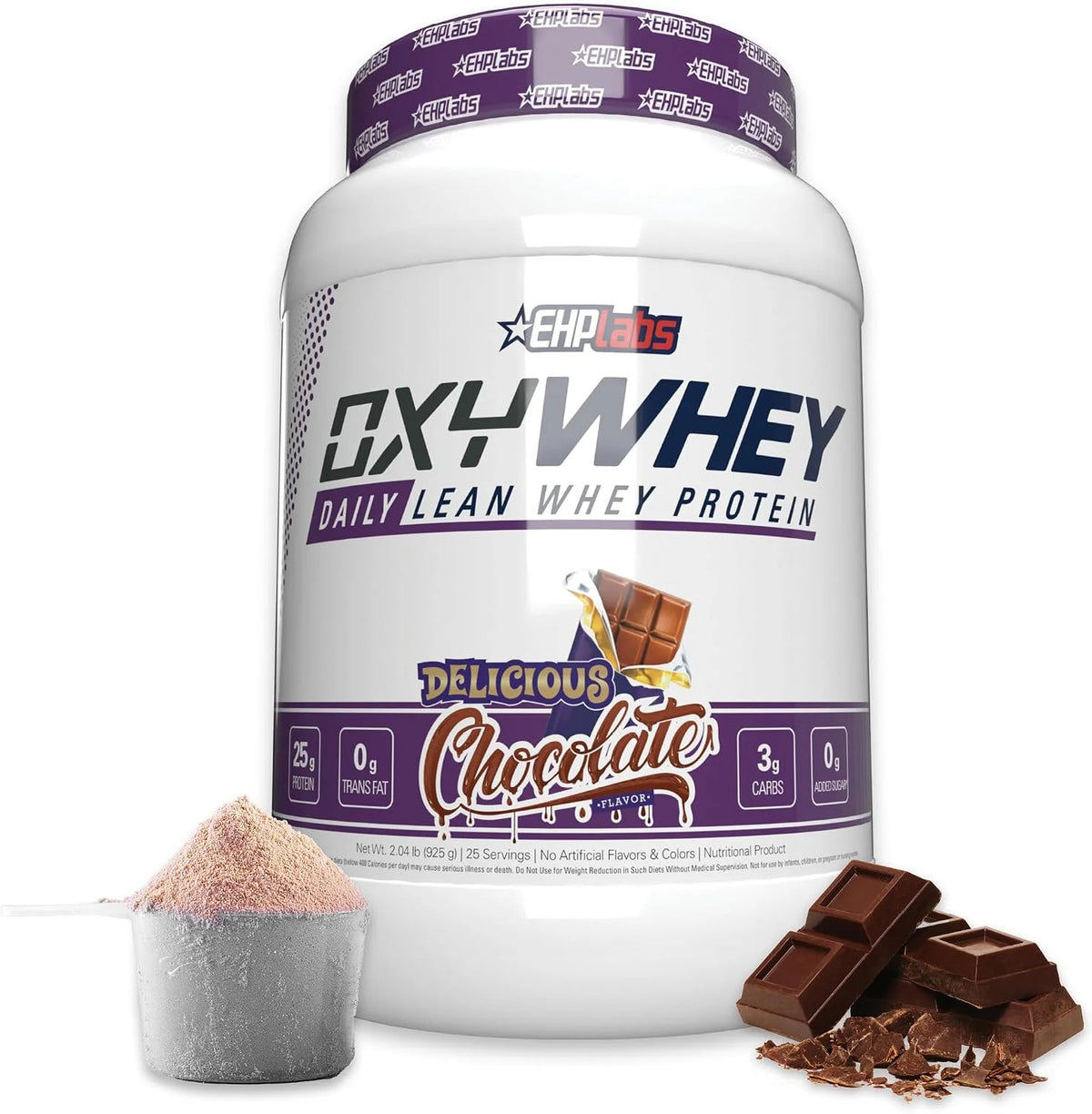 EHP Labs OxyWhey Whey Protein Isolate – 25g High Protein, Low Carb, Sugar Free Meal Replacement – Lean Whey Powder for Muscle Recovery – Non-GMO, Gluten Free – 25 Serves – Delicious Chocolate