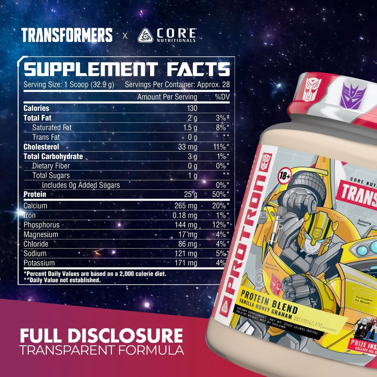 Core Nutritionals Transformers Protron Protein, Honey Vanilla Graham, 2 lb