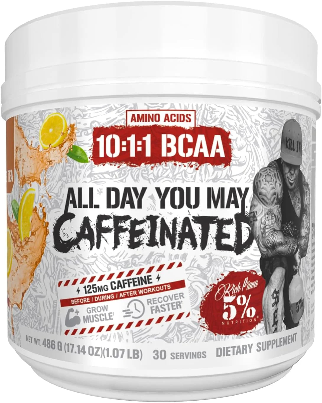 5% Nutrition AllDayYouMay BCAA Powder and EAAs (Peach Tea)