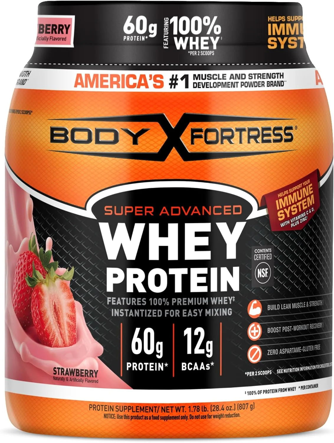 Body Fortress Super Advanced Whey Protein, Chocolate, 1.78 lbs