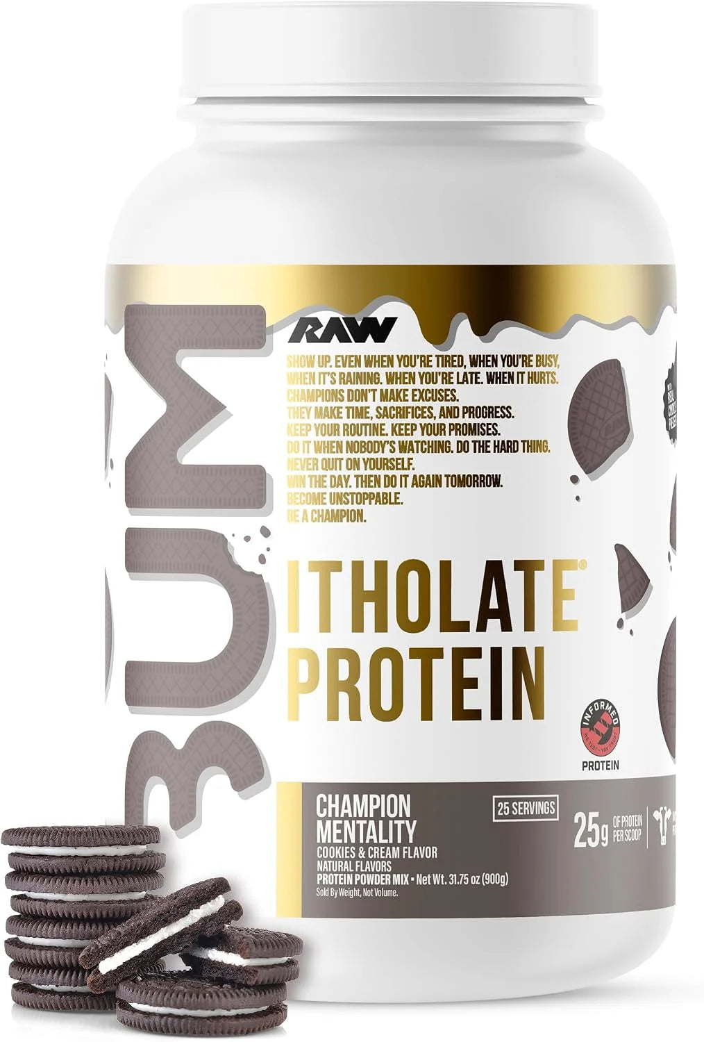 RAW Whey Isolate Protein Powder, Cookies & Cream (CBUM Itholate Protein) - Sports Nutrition Powder for Muscle Growth & Recovery - Low-Fat, Low Carb- 25 Servings