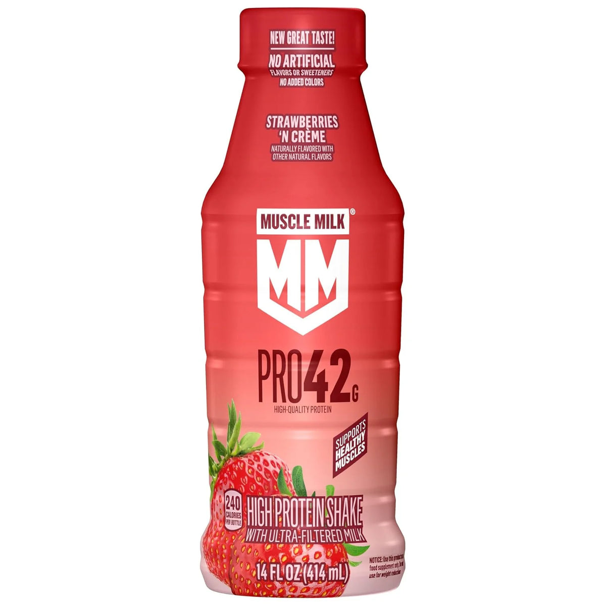 Muscle Milk Pro High Protein Shake, Chocolate, 14 fl oz Bottle, Ultra-Filtered Milk, 42g High Quality Protein, 4g Sugar, 240 Calories, No Artificial Flavors, No Artificial Sweeteners, No Added Colors