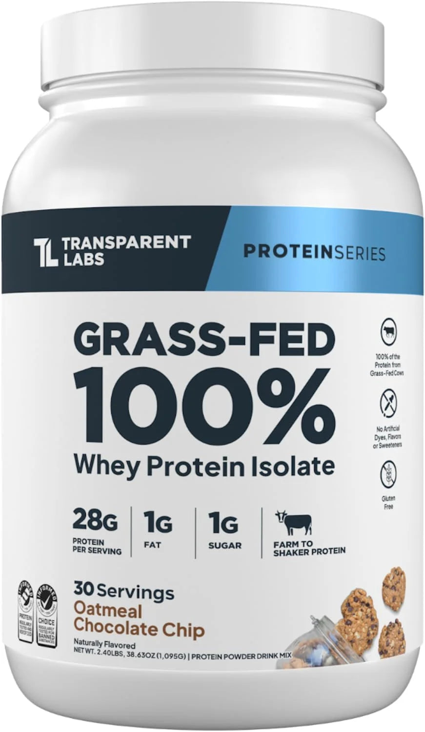 Transparent Labs Whey Protein Isolate - 30 Servings, Oatmeal Chocolate Chip