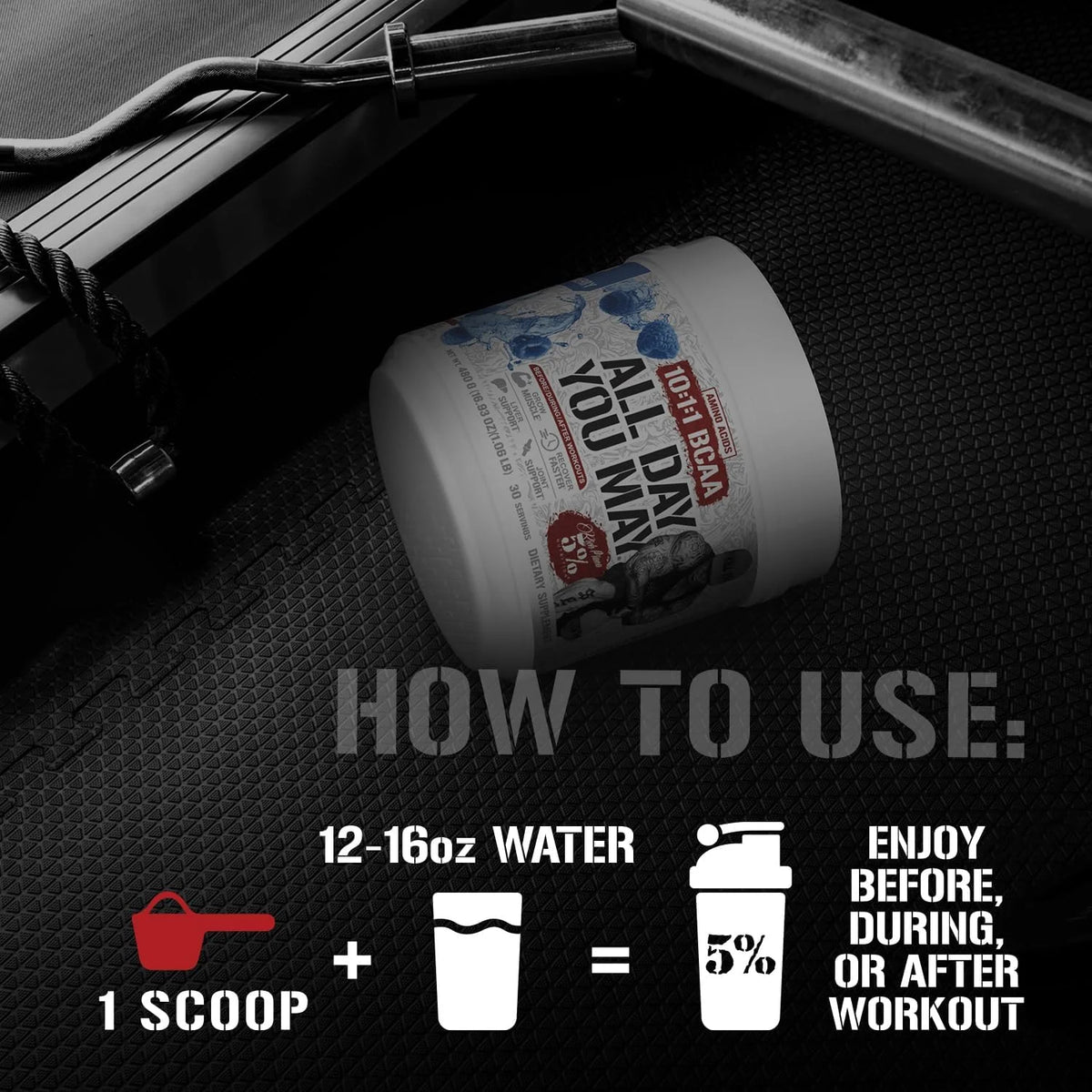 5% Nutrition AllDayYouMay BCAA Powder and EAAs (Peach Tea)