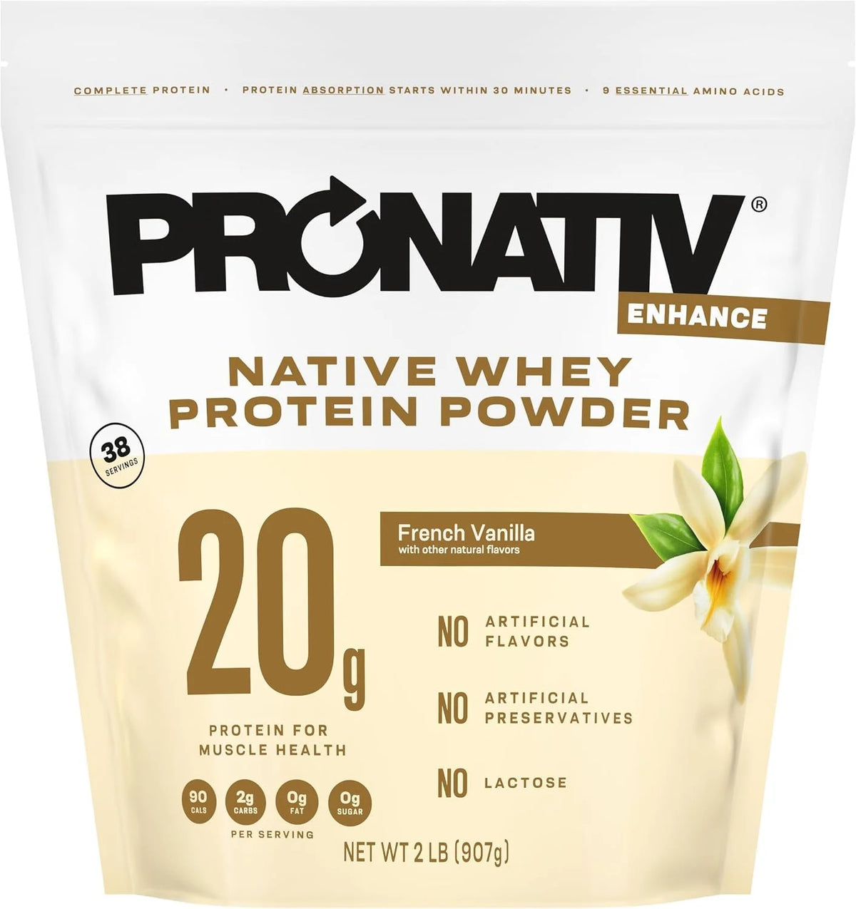 100% Whey Native Protein Powder, Silky Strawberry, 2 lb, Made from Farm Fresh Milk, No Artificial Flavors or Preservatives, for Muscle Health and Recovery, Lactose Free