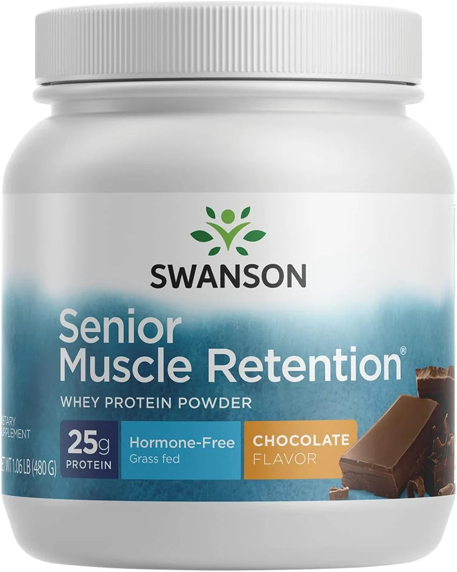 Swanson Senior Muscle Retention Whey Protein Powder, Chocolate, 1.06 lb