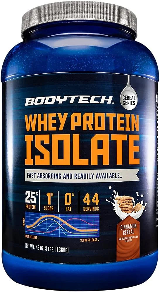 BodyTech Whey Protein Isolate Powder - 25g Protein per Serving with BCAAs - Fast-Absorbing for Muscle Growth & Recovery - Fruity Cereal (1.5 lb, 23 Servings)