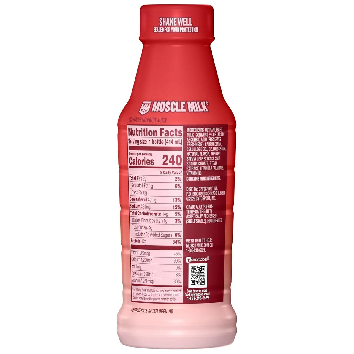 Muscle Milk Pro High Protein Shake, Chocolate, 14 fl oz Bottle, Ultra-Filtered Milk, 42g High Quality Protein, 4g Sugar, 240 Calories, No Artificial Flavors, No Artificial Sweeteners, No Added Colors