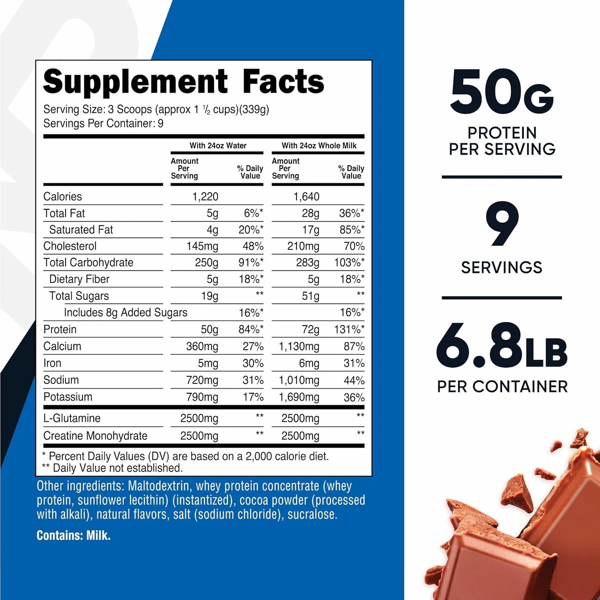 Nutricost Mass Gainer Powder (Double Chocolate) 7 LBS, Gluten Free