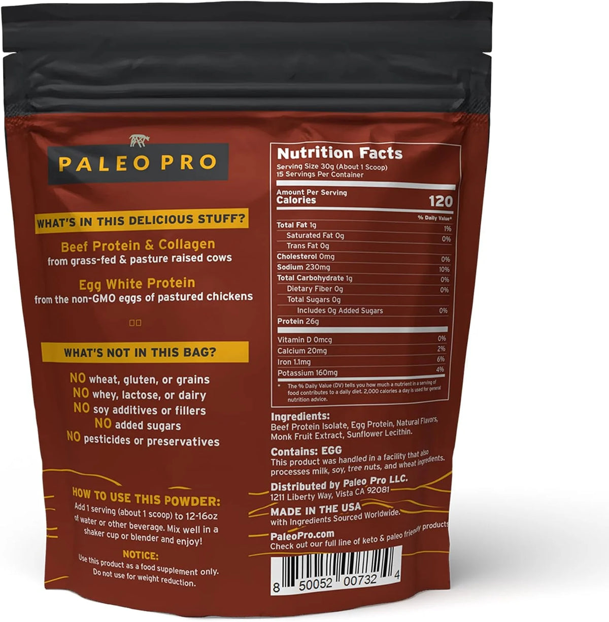 26G Grass Fed Beef Protein Powder Isolate, Dairy & Gluten Free (Plain)
