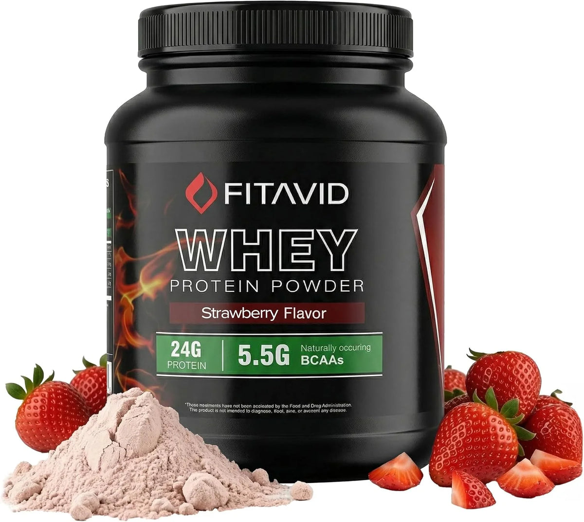 Whey Protein Powder – 24g Protein, 5.5g BCAAs, Whey Isolate Blend, Low Sugar Protein Powder for Muscle Recovery & Lean Muscle, Post Workout Protein, 2 lb, 30 Servings (Strawberry)