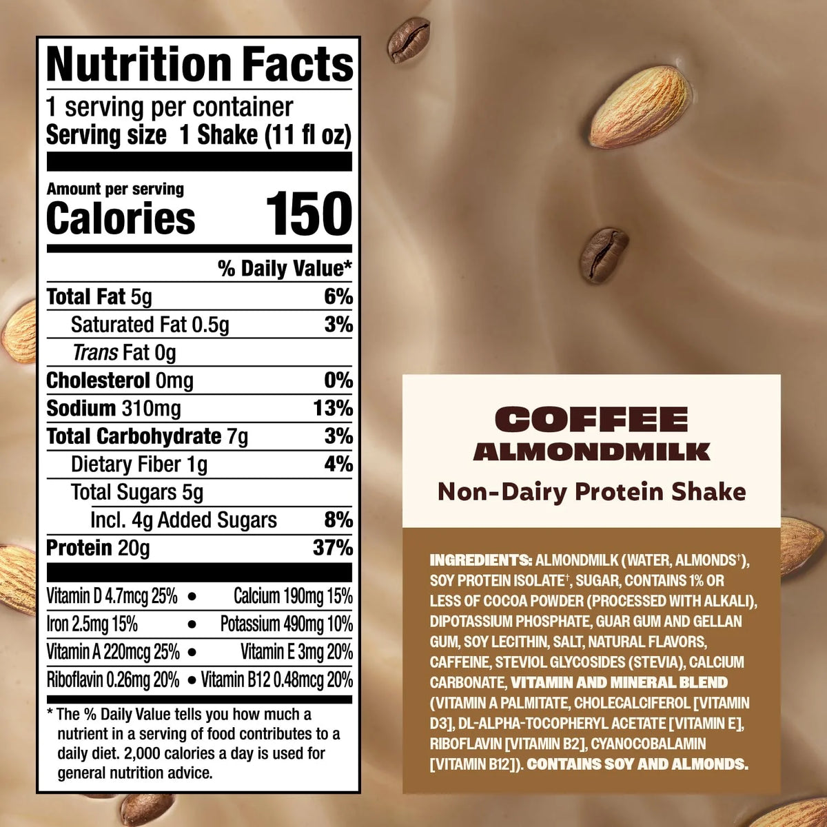 Premier Protein Non-Dairy Almondmilk Protein Shake, 20g, Coffee, 4 Pack