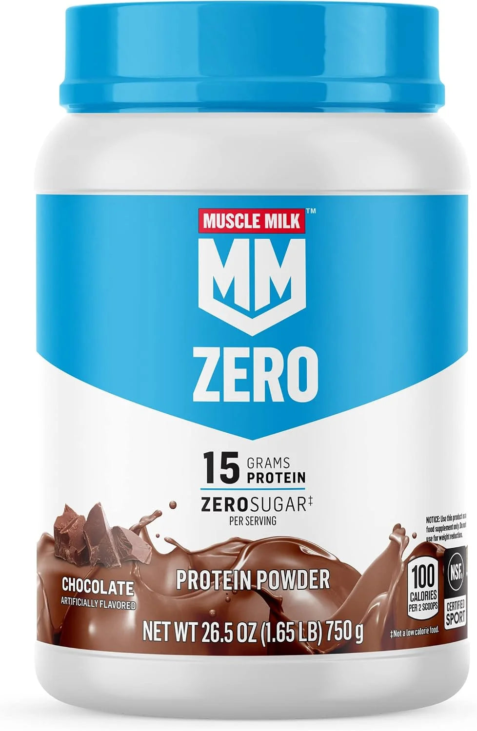 Muscle Milk Zero Protein Powder, Chocolate & Vanilla, 15g Protein, 1.65lb, 25 Servings Bundle