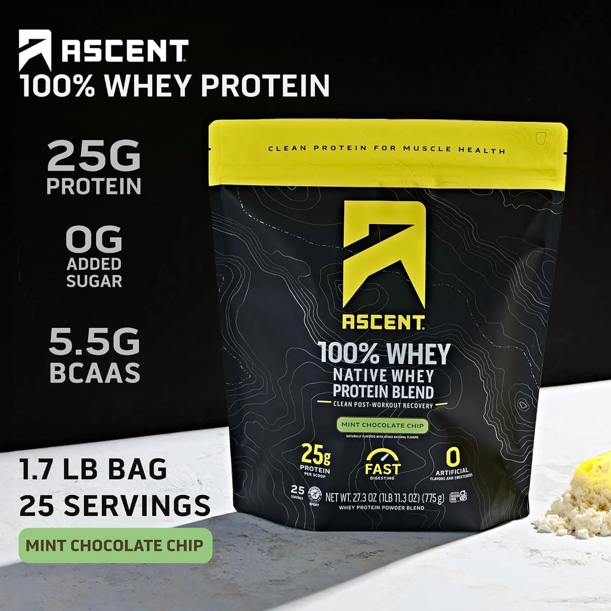 Ascent 100% Whey Protein Powder, Fruity Cereal, 1.7 lb, Daily Protein