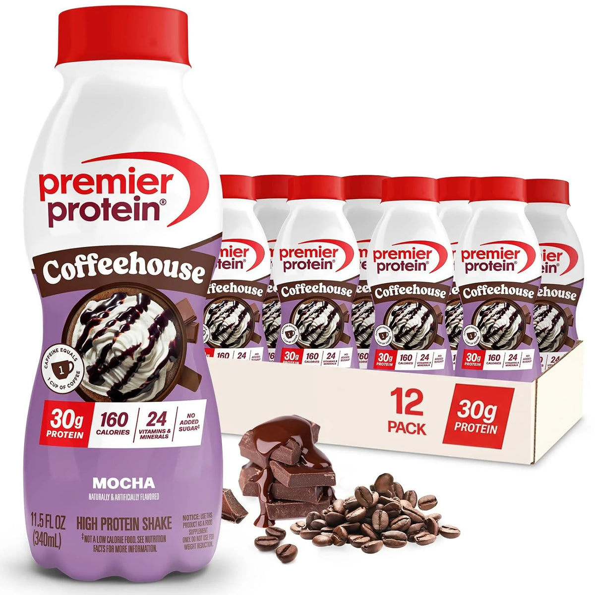 Premier Protein COFFEEHOUSE 30g Protein Shake, Mocha, 12 Pack