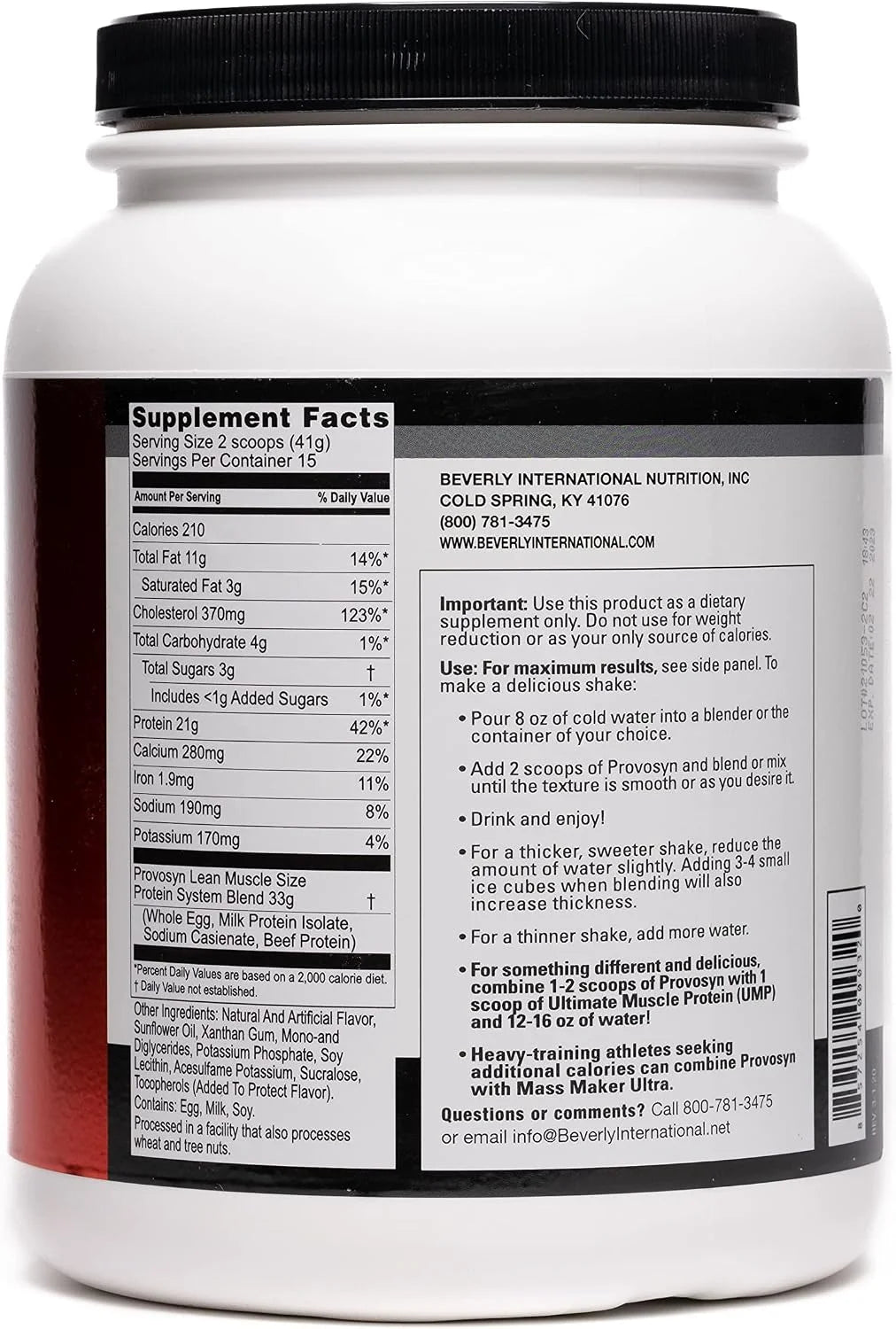 PROVOSYN Whole Egg, Milk & Beef Protein Powder, Vanilla, 616 g