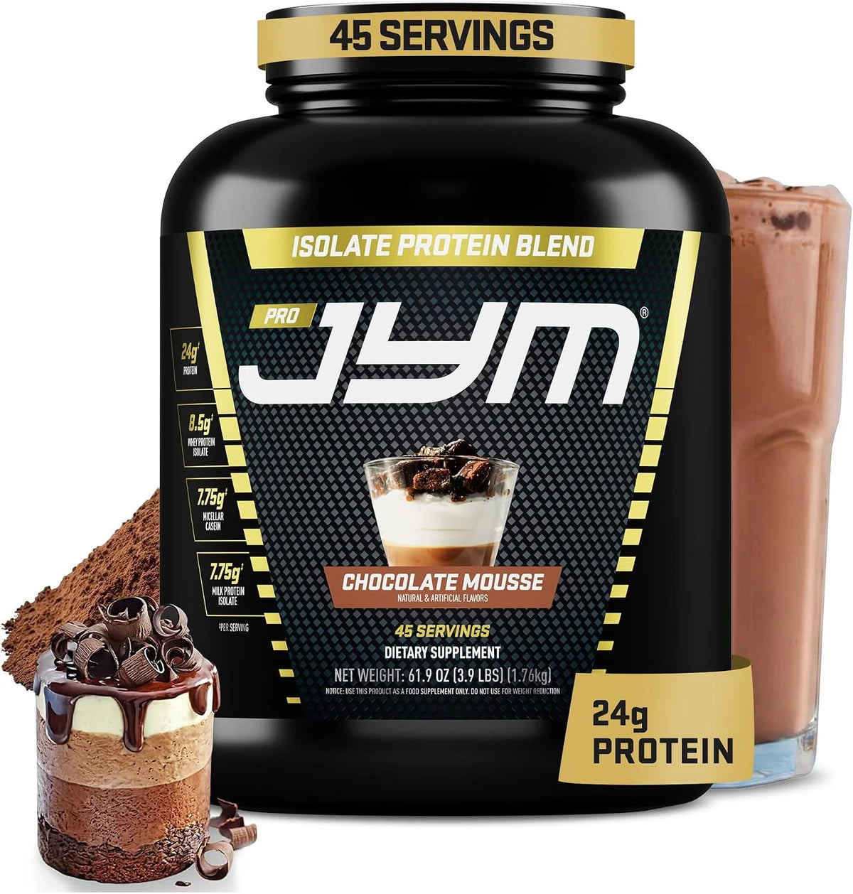 JYM Chocolate Mousse Whey & Casein Protein Powder - 3.9 lb, 45 Servings