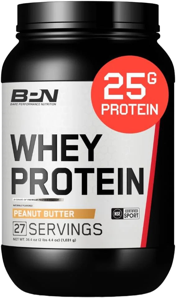 BARE PERFORMANCE NUTRITION, BPN Whey Protein + Casein Protein Powder Blend, Chocolate Peanut Butter, 25g Protein per Serving Supports Lean Muscle Recovery, 27 Servings, Third Party Tested