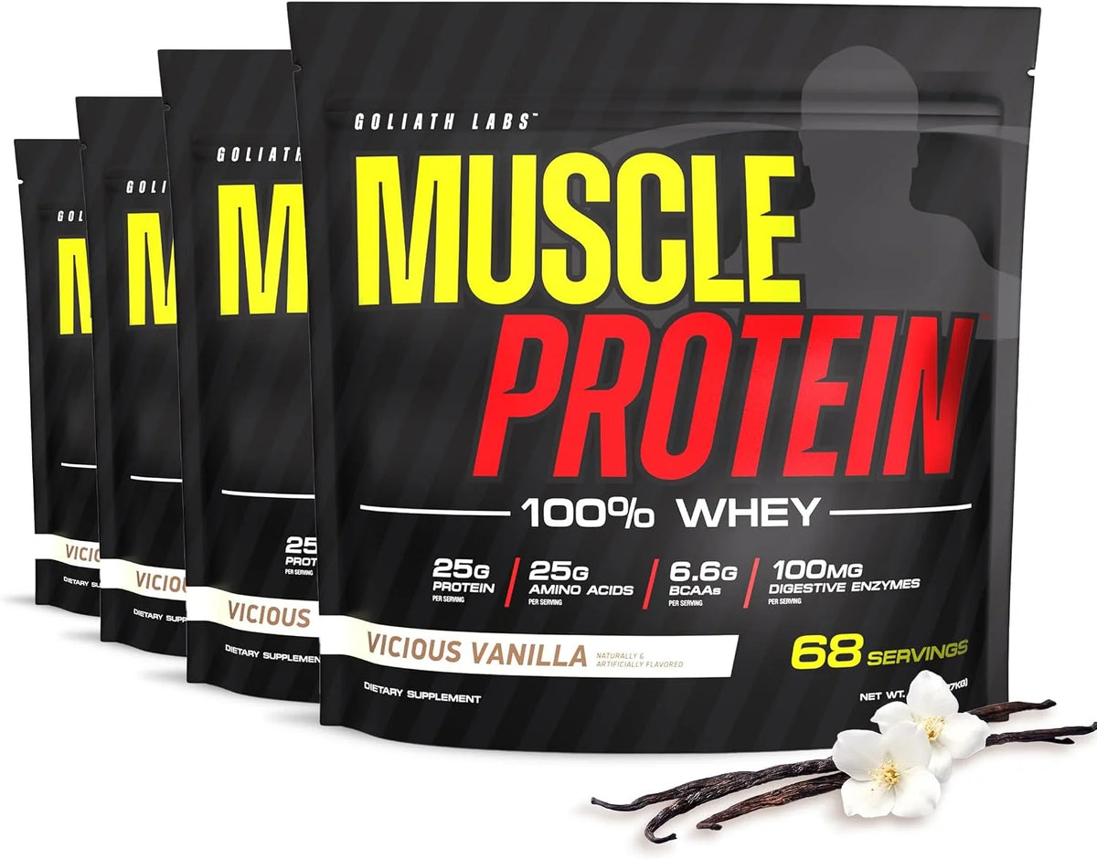 100% Muscle Whey Protein Powder Flavored, 10 lbs (pack of 2), Vanilla