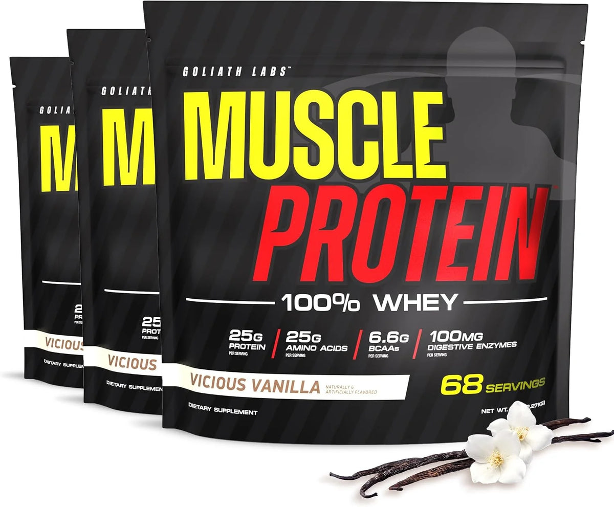 100% Muscle Whey Protein Powder Flavored, 10 lbs (pack of 2), Vanilla