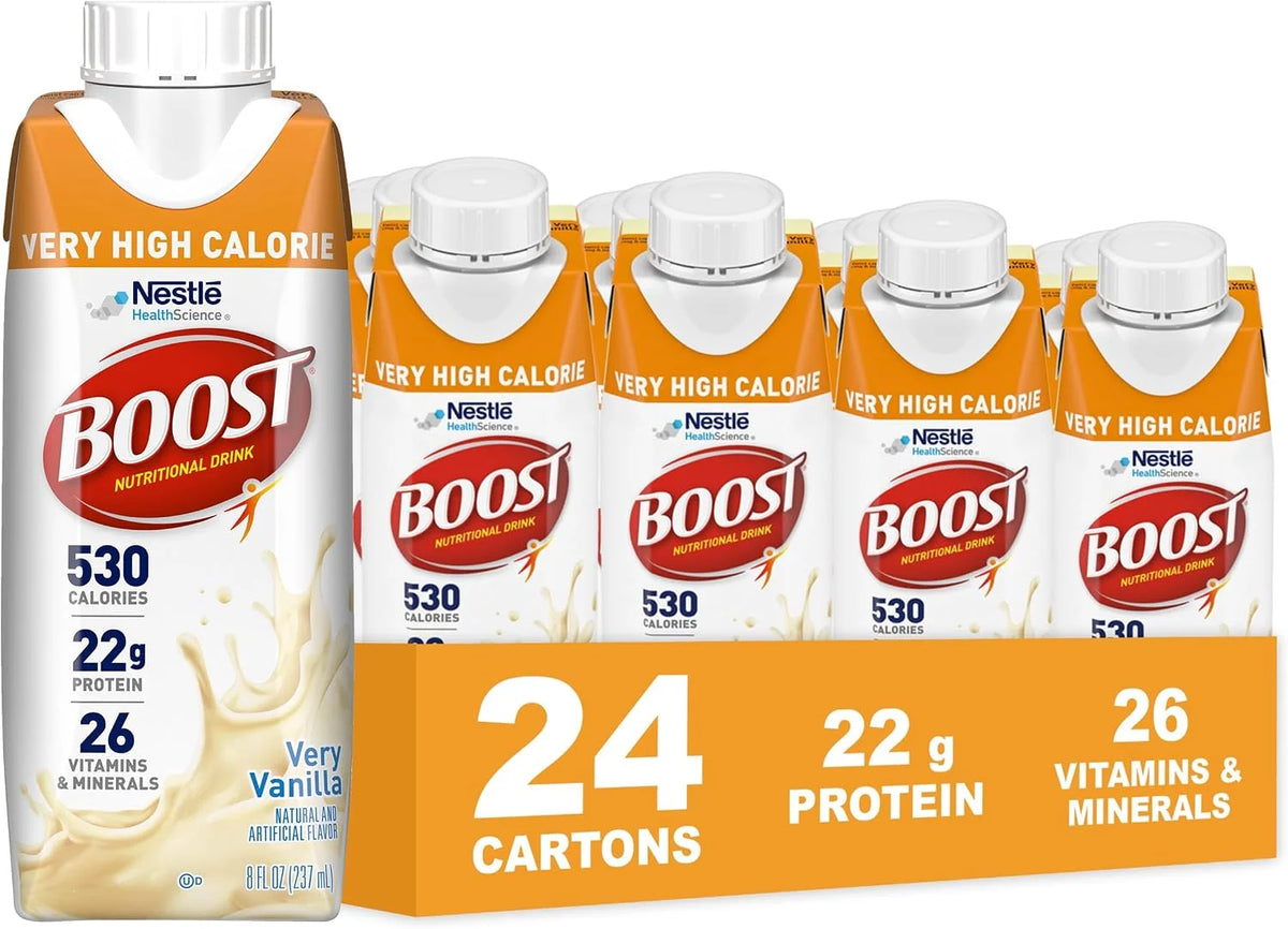 BOOST Very High Calorie Nutritional Drink, Chocolate, 8 Fl Oz, 24 pk
