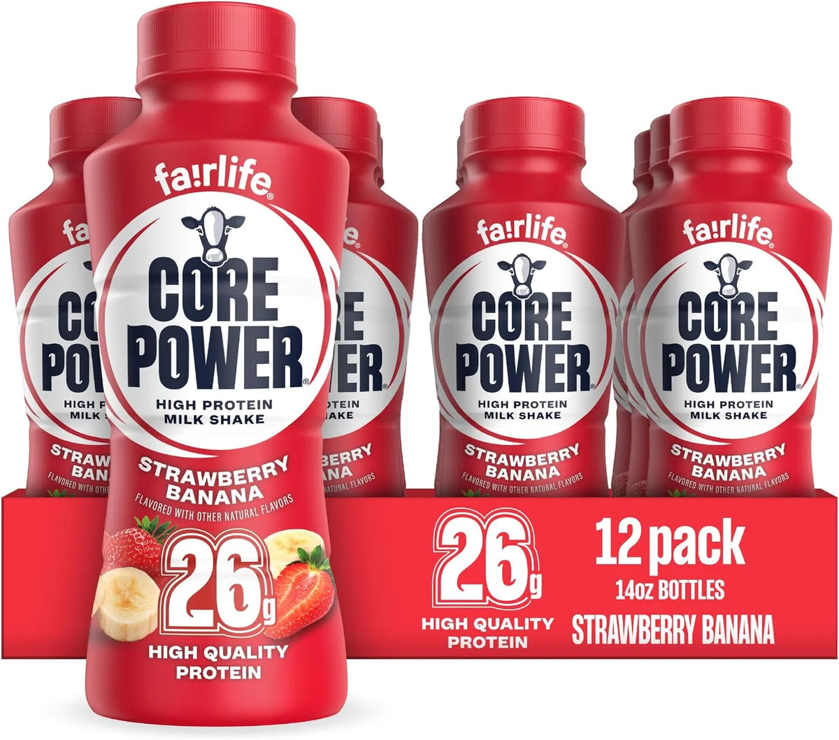 Core Power Fairlife 26g Protein Milk Shakes, Liquid Ready To Drink for Workout Recovery, Chocolate, 14 Fl Oz Bottle (Pack of 12)