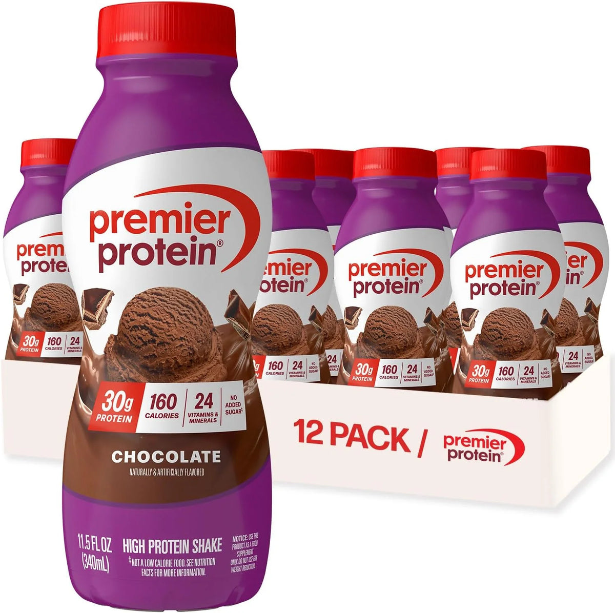 Premier Protein 30g High Protein Shake, Chocolate, 12 Pack