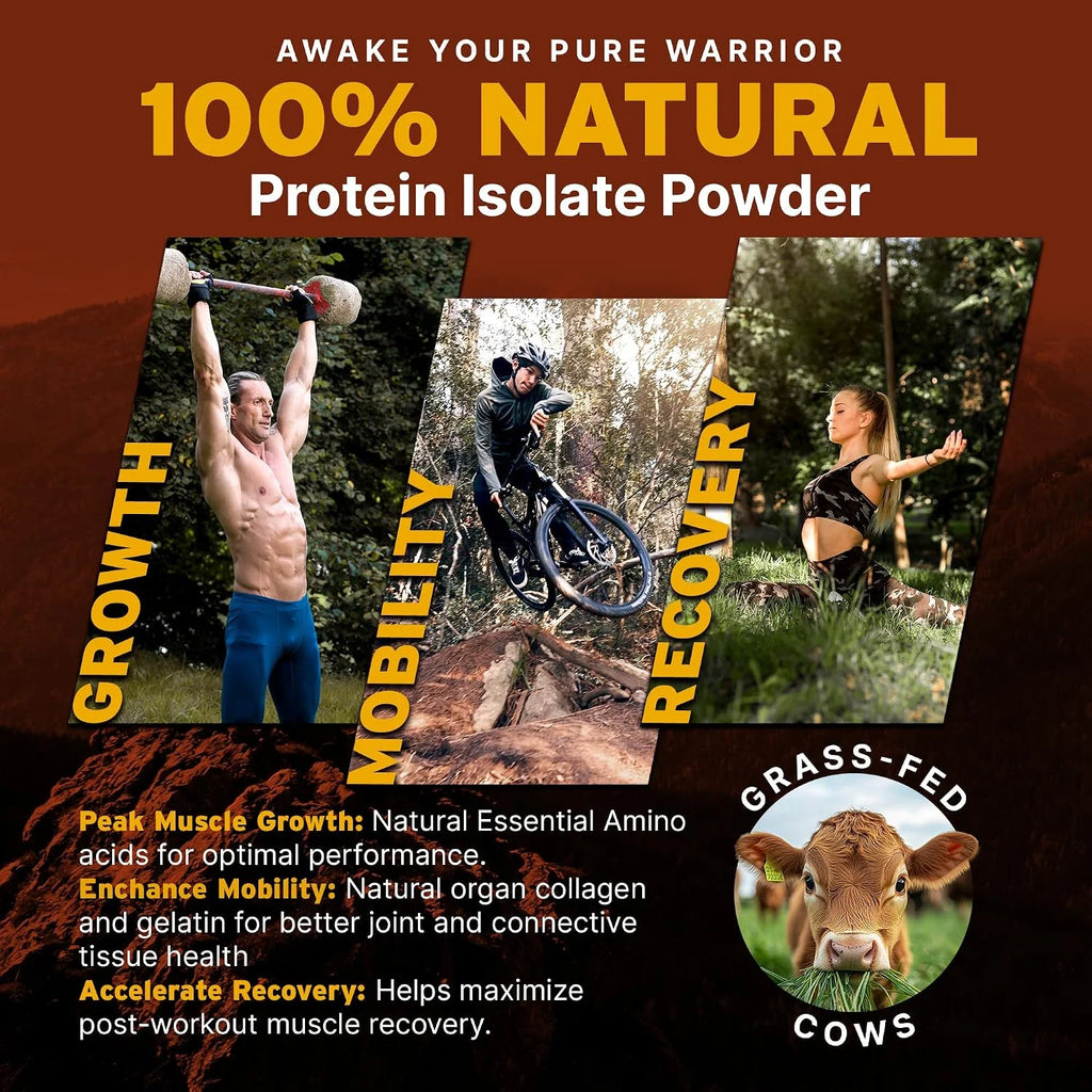 26G Grass Fed Beef Protein Powder Isolate, Dairy & Gluten Free (Plain)