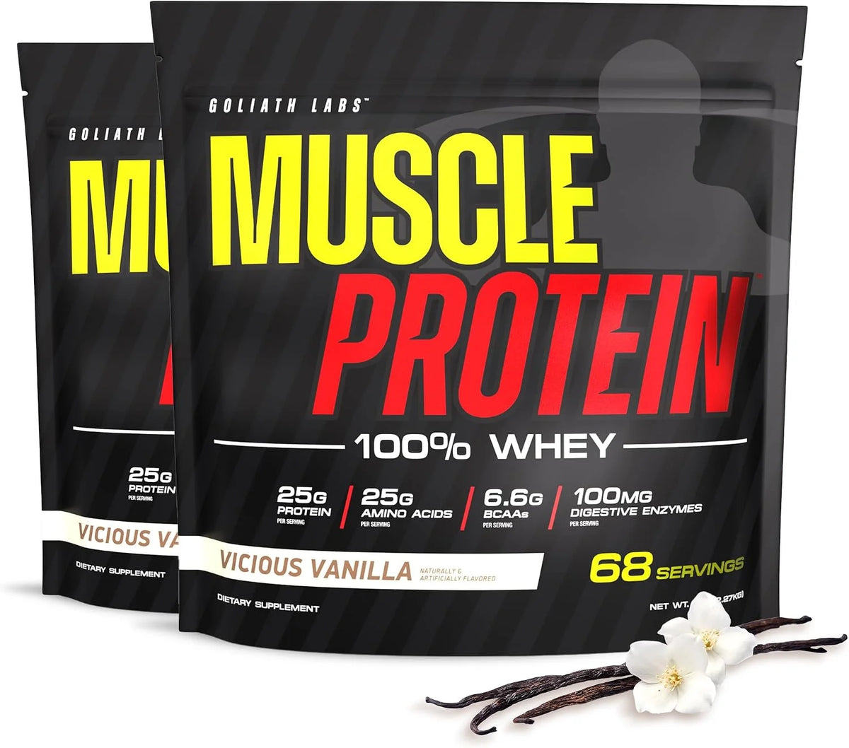 100% Muscle Whey Protein Powder Flavored, 10 lbs (pack of 2), Vanilla