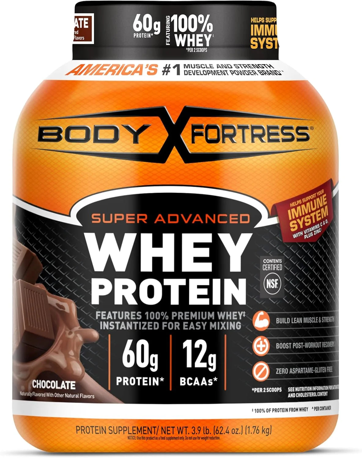Body Fortress Super Advanced Whey Protein, Chocolate, 1.78 lbs