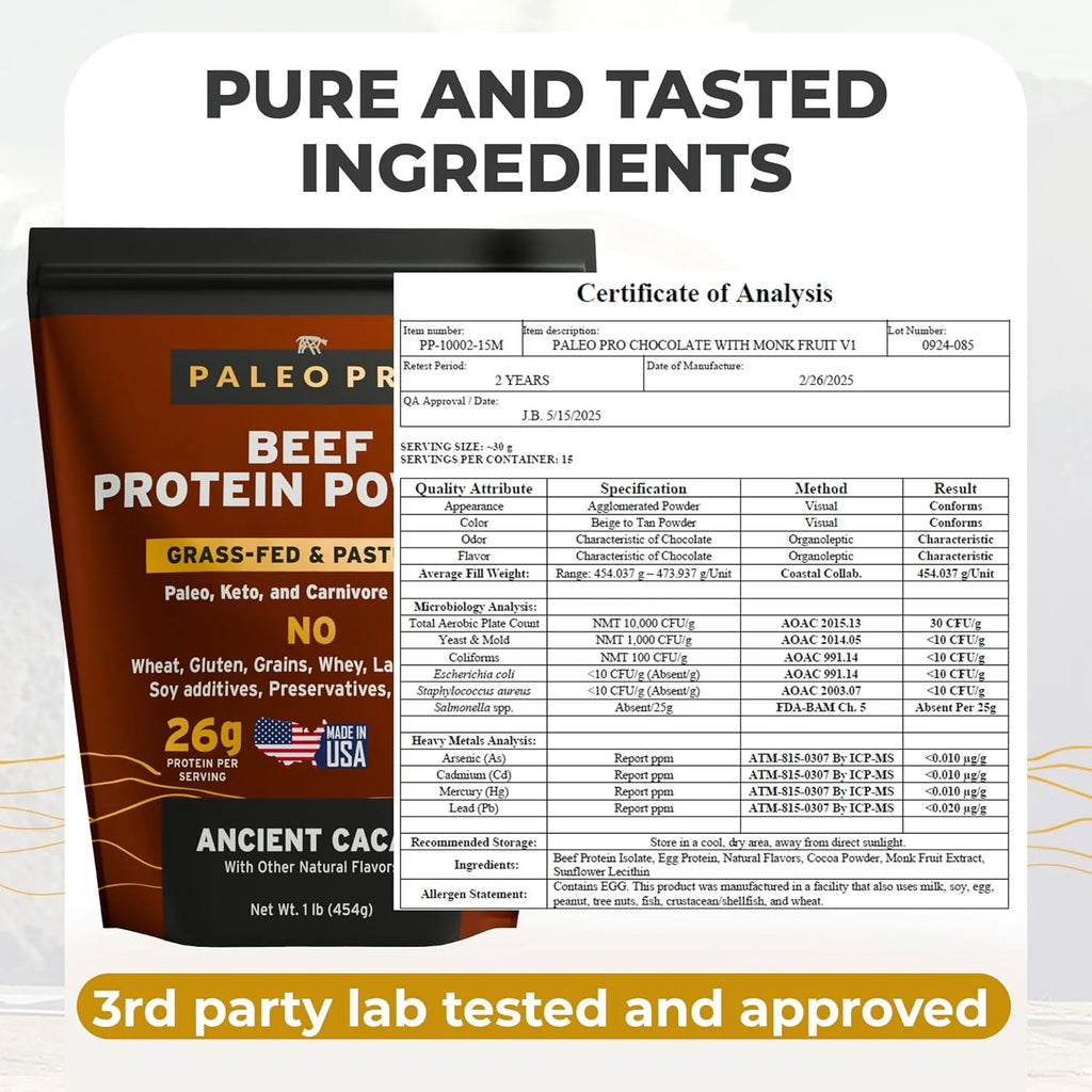 26G Grass Fed Beef Protein Powder Isolate, Dairy & Gluten Free (Plain)