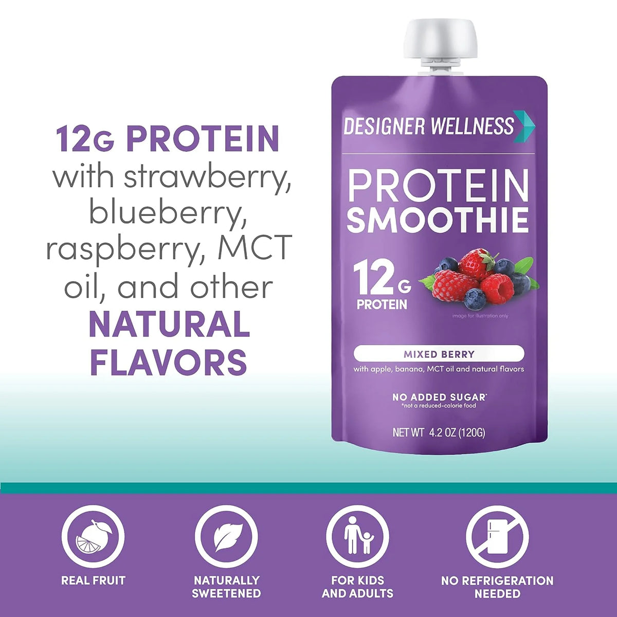 Designer Wellness, Mixed Berry, Protein Smoothie, 12g Whey, 12 ct