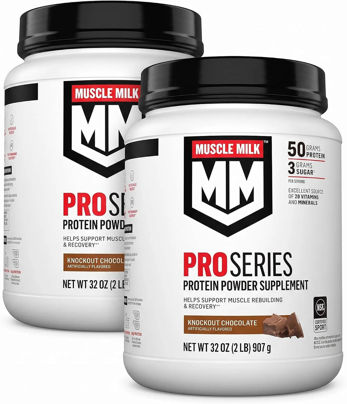 Muscle Mlk Pro Series 50 Knockout Chocolate, 2 Pounds (Pack of 2)