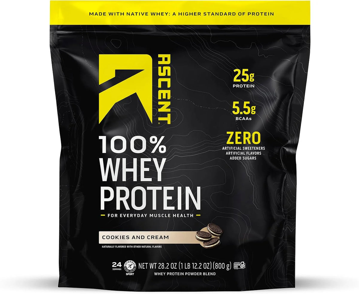 Ascent 100% Whey Protein Powder, Fruity Cereal, 1.7 lb, Daily Protein